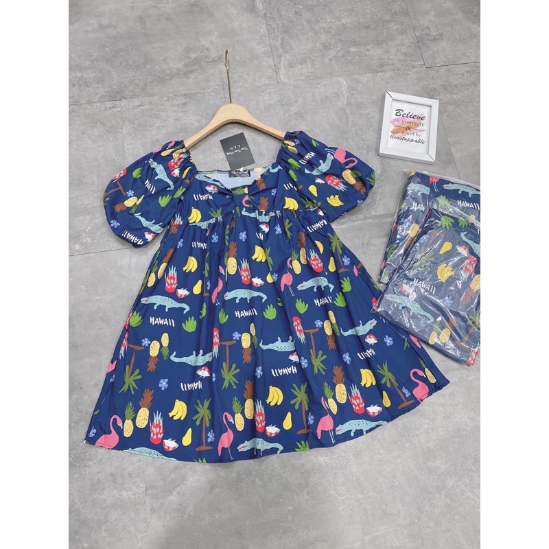 [Siêu Hot] Váy Babydoll Nữ Hoạ Tiết, Đầm Nữ Dáng Xoè Tay Phồng Có Ảnh Thật Kèm Video | BigBuy360 - bigbuy360.vn