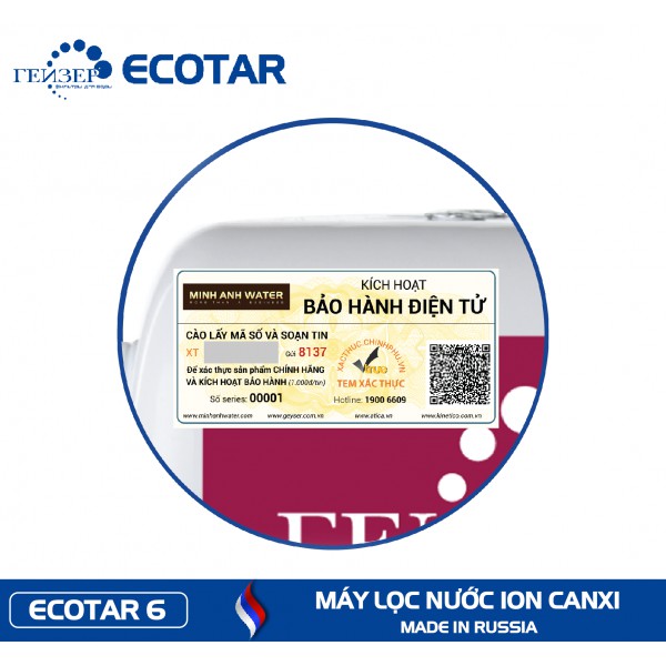 [Mã 267ELSALE1 giảm 5% đơn 3TR] Máy lọc nước Ion Canxi Geyser ECOTAR 6 – Made in Russia