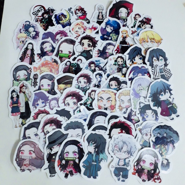 sticker anime kimetsu no Yaiba 20 cái có đề can dán mẫu ngẫu nhiên