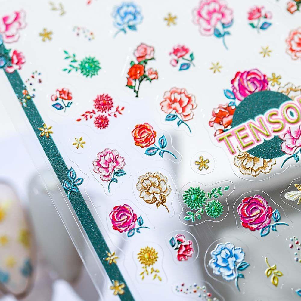 OCEANMAP Miếng Dán Trang Trí Móng Tay Tự Dính Họa Tiết Hoa Lá Bướm Ong Xinh Xắn