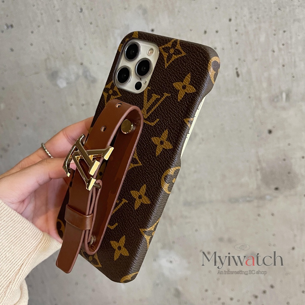 Ốp Điện Thoại Da Bảo Vệ Toàn Diện Chống Rơi Phối Dây Đeo Tay Kim Loại Thời Trang Cho iphone 13 Pro Max 12 11 Pro Max