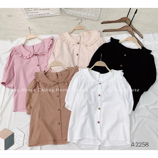 Áo kiểu cổ bèo ( hình thật shop chụp, đổi trả nếu không giống hình )