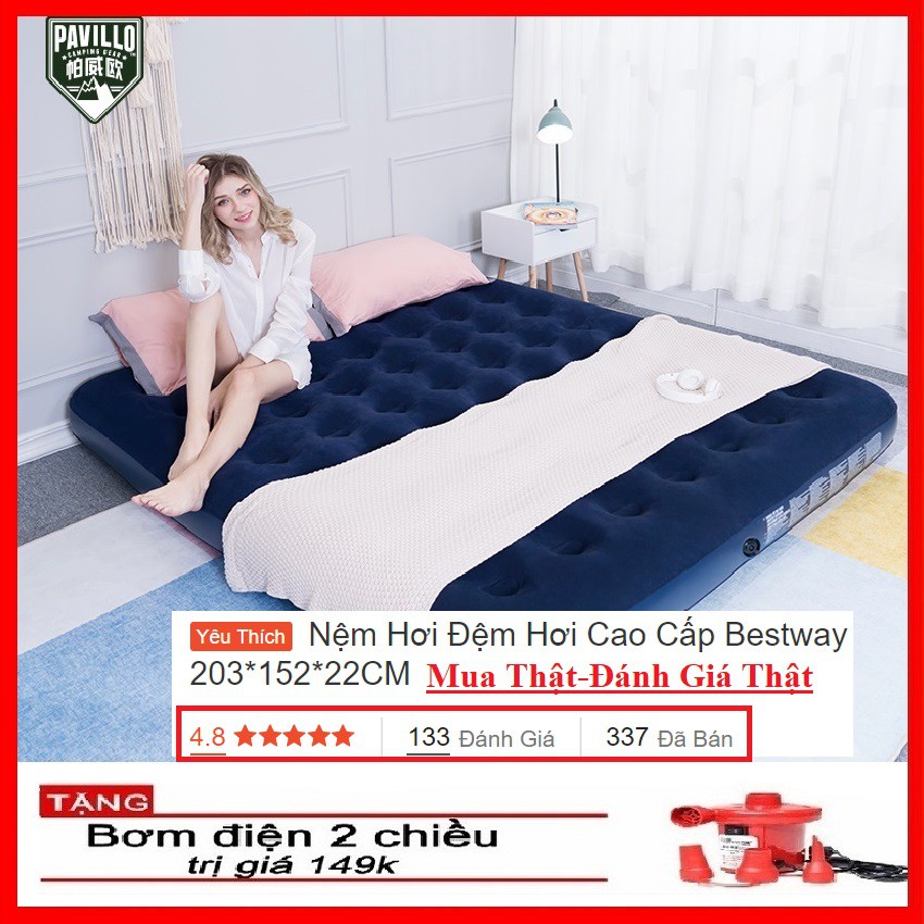 [BH 1 ĐỔI 1] Nệm Hơi Đệm Hơi Cao Cấp Bestway Cao Cấp Tặng Bơm+Miếng Vá