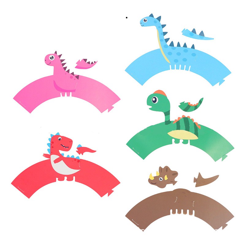 10 bộ giấy bọc bánh cupcake họa tiết khủng long hoạt hình nhiều kiểu dùng trang trí tiệc tùng