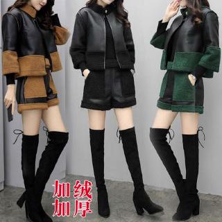Set Áo Khoác Len Phối Quần Short Thời Trang Trẻ Trung Cho Nữ