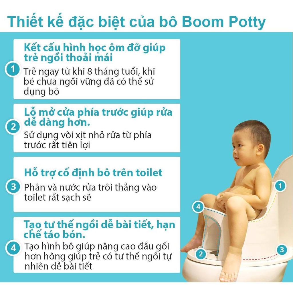 Bô Rửa Đa Năng Boom Potty Màu Trắng (CHÍNH HÃNG) CHO BÉ.