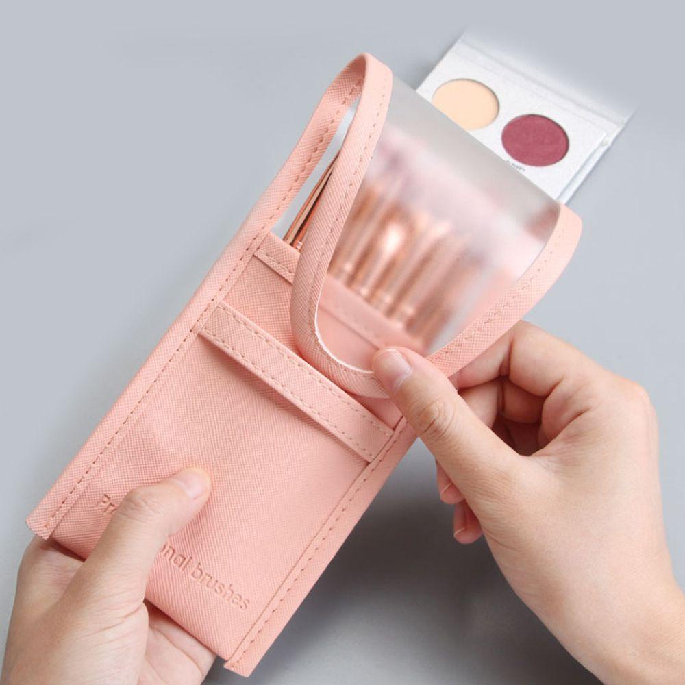 OCEANMAP Túi Da Pu Đựng Cọ Trang Điểm Màu Trơn Phong Cách Vintage