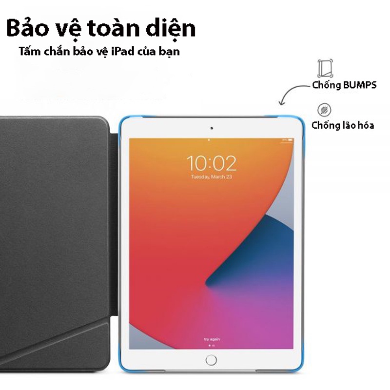 Bao da iPad 10.2 inch chính hãng TOMTOC (USA) từ tính đa góc VERTICAL-B02-006