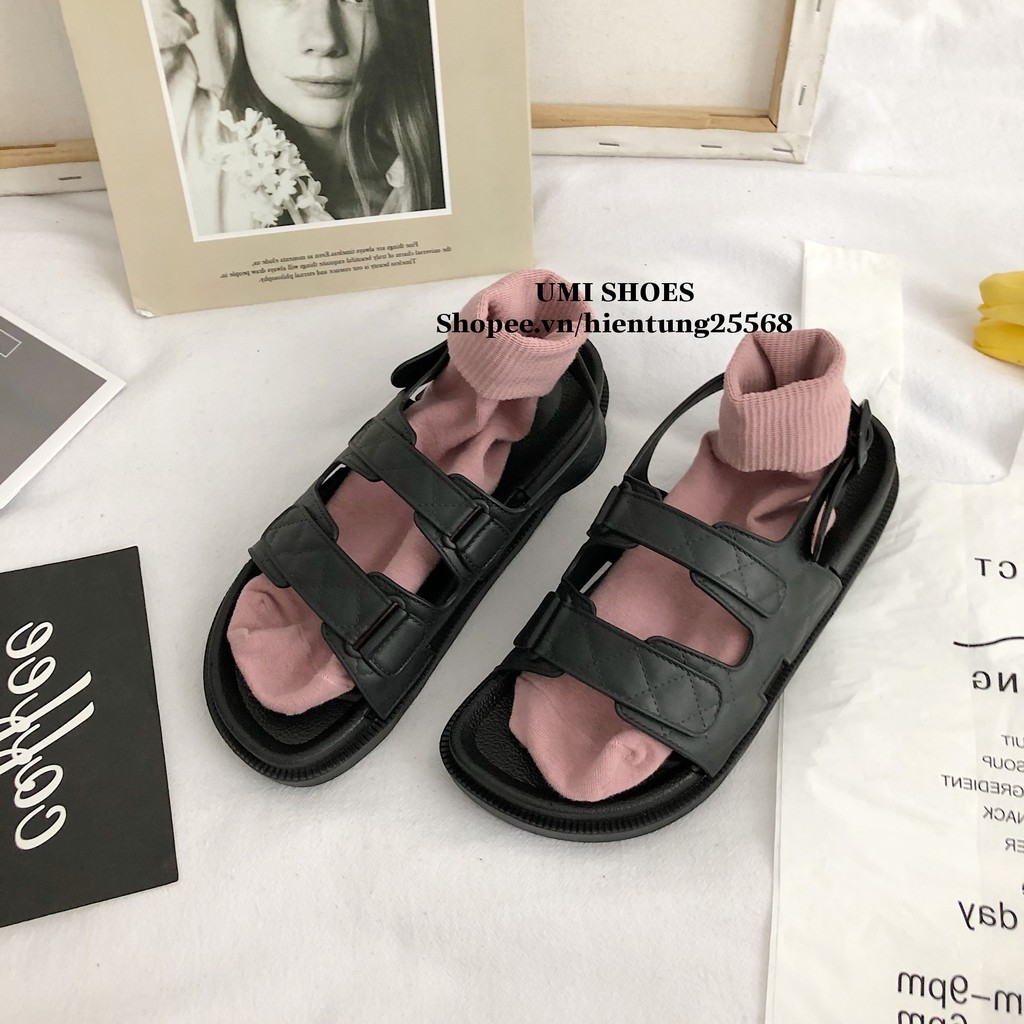 [LOẠI DẺO] Sandal ulzzang đi mưa nữ 2 quai ngang 3 màu đơn giản kem/đen/trắng 4 mùa lên đồ xinh đẹp mới cá tính rẻ xinh