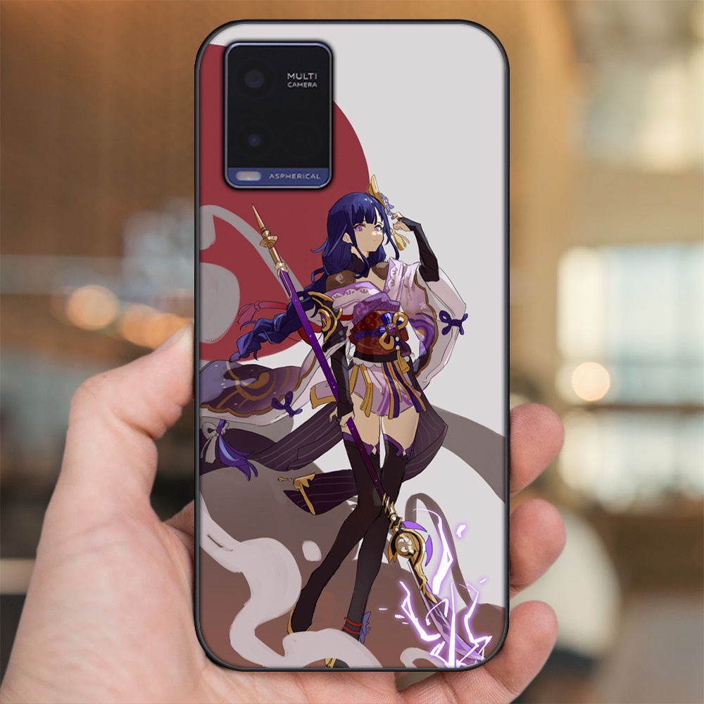 Ốp lưng Vivo Y21 viền đen in hình Raiden Shogun Genshin Impact