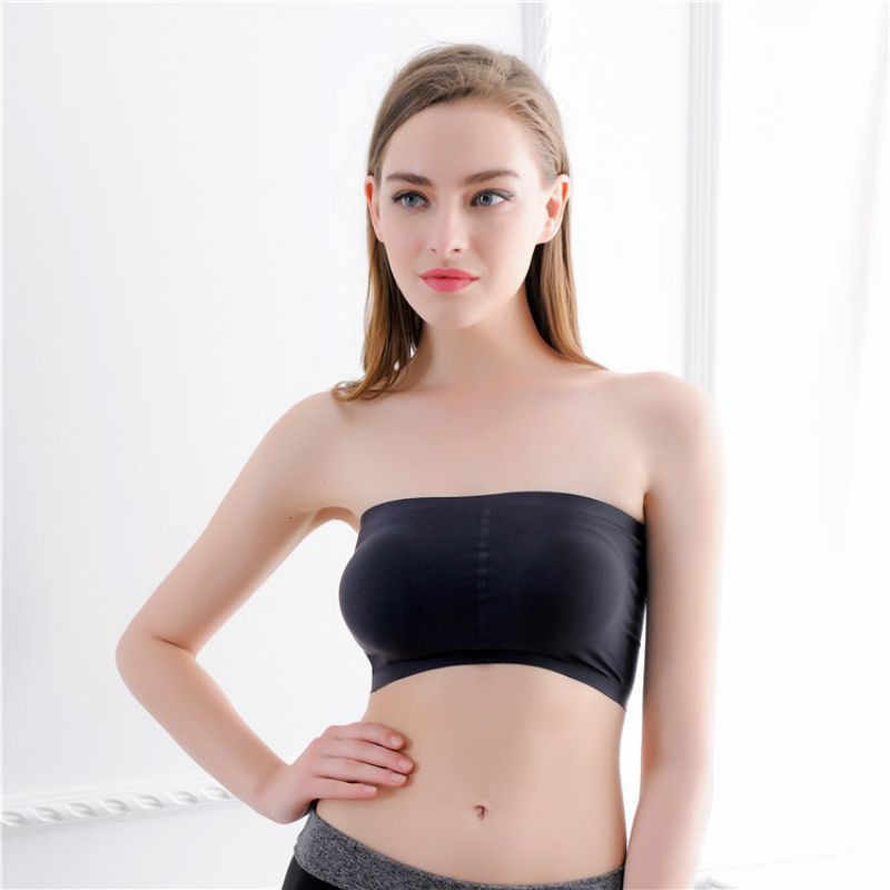 Women Wireless Bars Solid Removable Pads Bandeau Seamless Crop Bras for Women Strapless Padded Bras | WebRaoVat - webraovat.net.vn