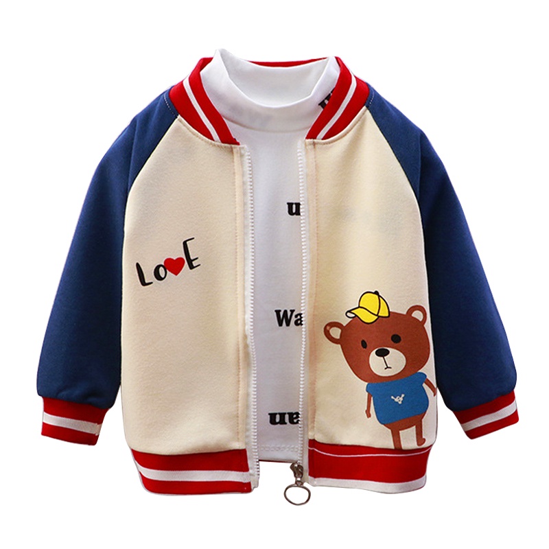 Áo Khoác Bóng Chày Bằng Vải Cotton Dễ Thương Cho Bé Trai 0-9 Tuổi