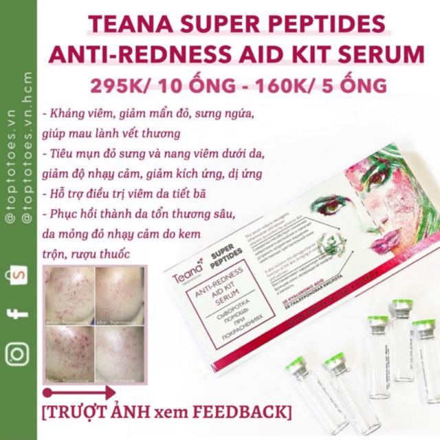 SERUM GIẢM VIÊM, MỤN TEANA ANTI-REDNESS SUPER PEPTIDES | Thế Giới Skin Care