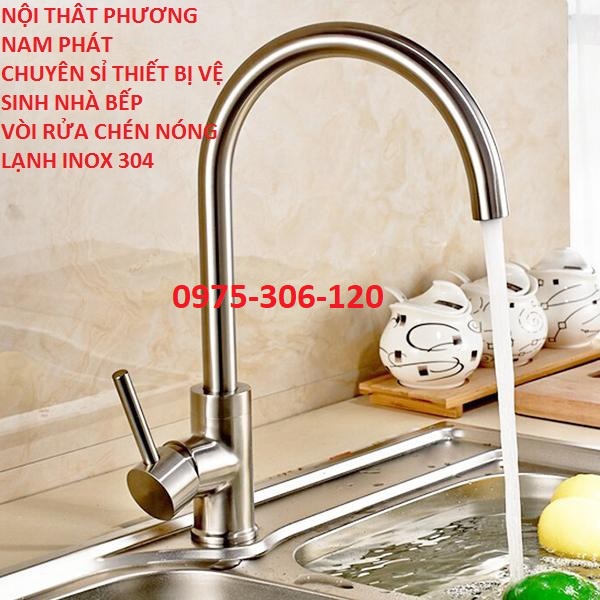 [VÒI TRÒN NƯỚC MẠNH] Vòi Rửa Chén Bát Nóng Lạnh INOX 304 N4002 Fotar Quay 360 độ dùng được 2 hộc chậu và 2 dây VÒI SỐ 6