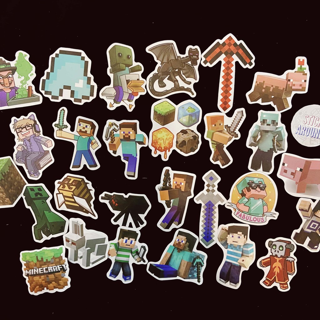 50 sticker MINECRAFT GAME MY WORLD hình dán decal chống nước stickaroundvn