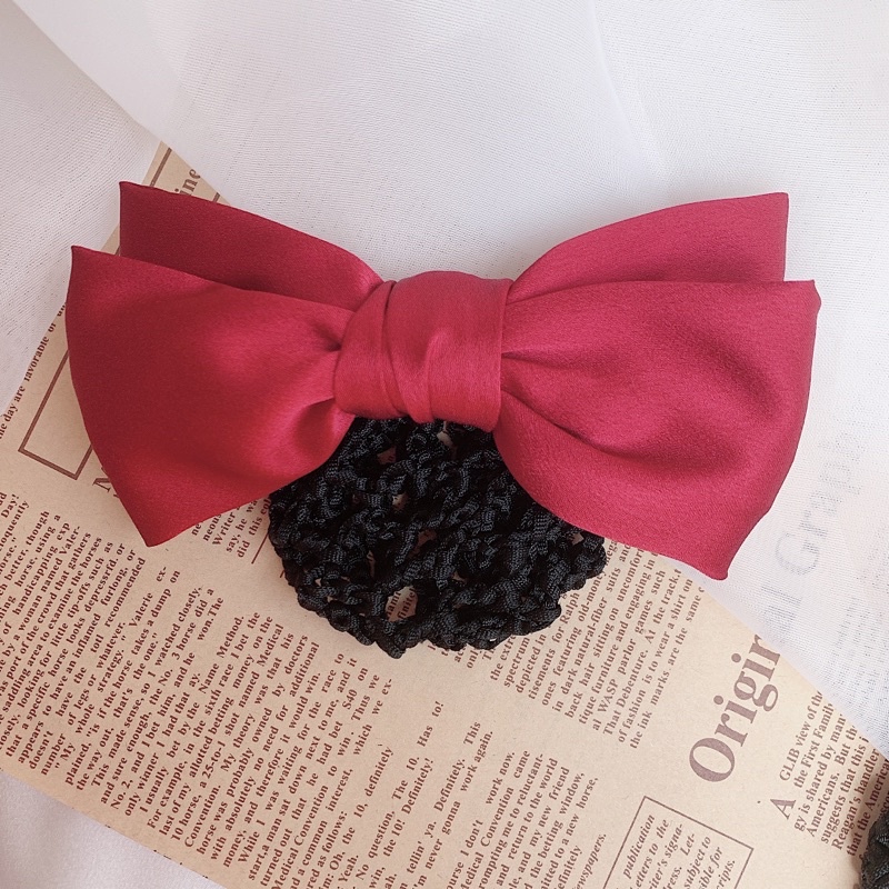 Kẹp tóc búi lưới công sở nơ lụa hàng thiết kế L10