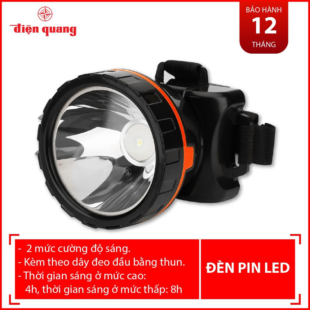 Đèn pin đội đầu Điện Quang ĐQ PFL13 R BLO ( Pin sạc, Đen-cam, 1W )