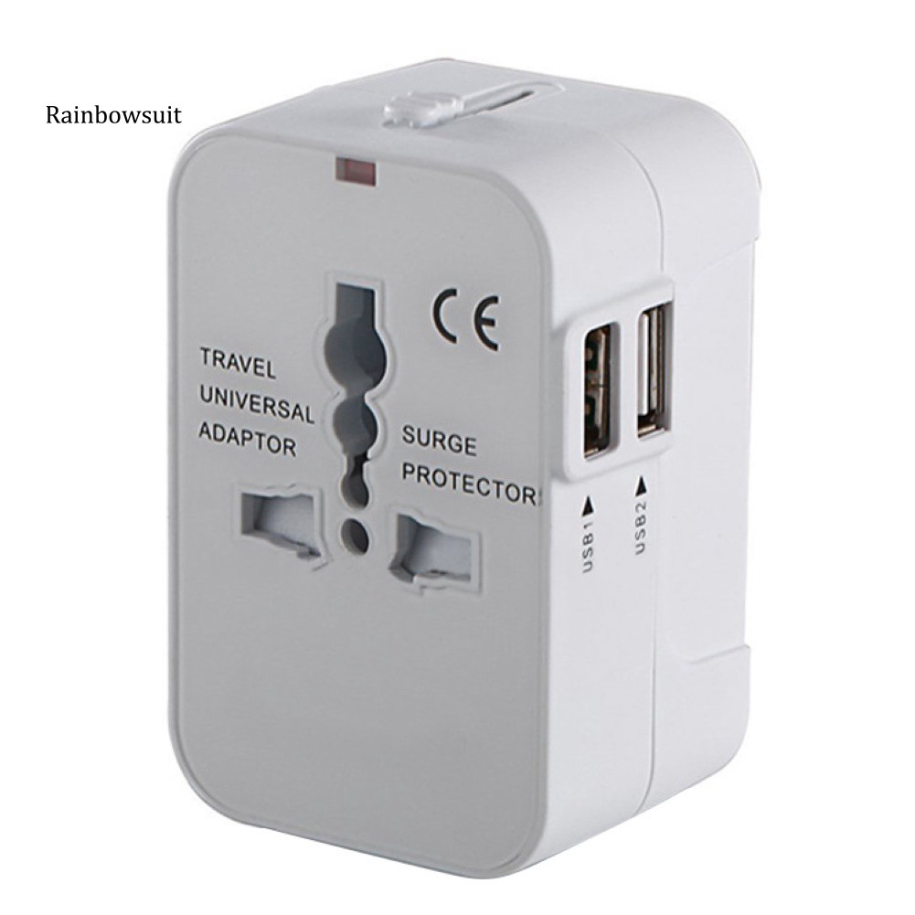 Phích chuyển đổi nguồn sạc 2 cổng USB AC US AU EU UK tiện dụng chất lượng cao