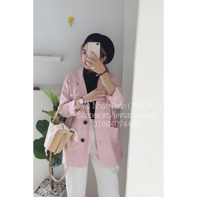 Blazer hồng 2 túi thiết kế