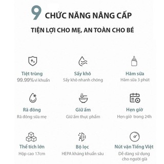 Máy hâm sữa tiệt trùng sấy khô DDO 5in1 có màng lọc hepa