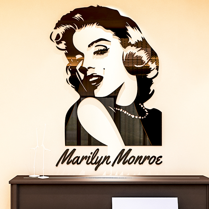 Tranh dán tường mica 3d decor khổ lớn ca sĩ Marilyn Monroe Nhiều Size - EPeBen