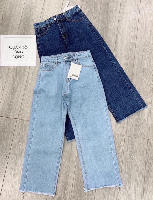 [ Mã FAMAYWA giảm 10K đơn 50K] Quần jeans nữ ống rộng tua gấu vải bò denim phong cách hàn quốc | BigBuy360 - bigbuy360.vn