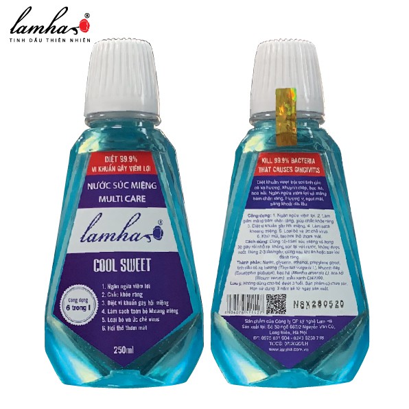 Nước súc miệng diệt khuẩn Lam Hà 250ml
