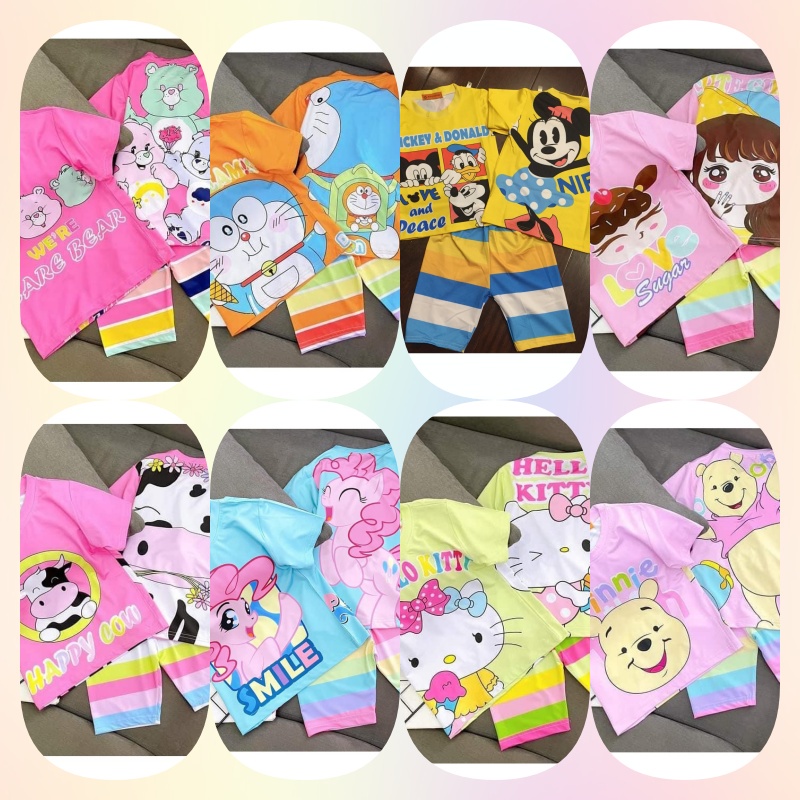 Bộ Hello kitty_Pony_Doraemon 6-16kg thun hoạ tiết 3D