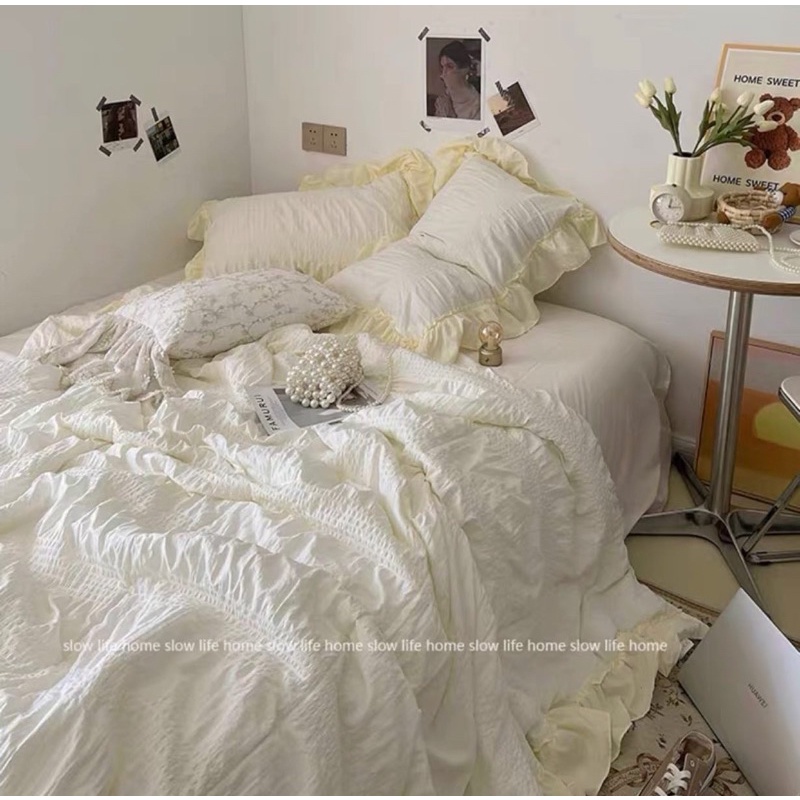 Set Chăn Ga Đũi Nhăn Mềm, Set Chăn Hè - Nhiều Màu Sắc ( shinbedding)