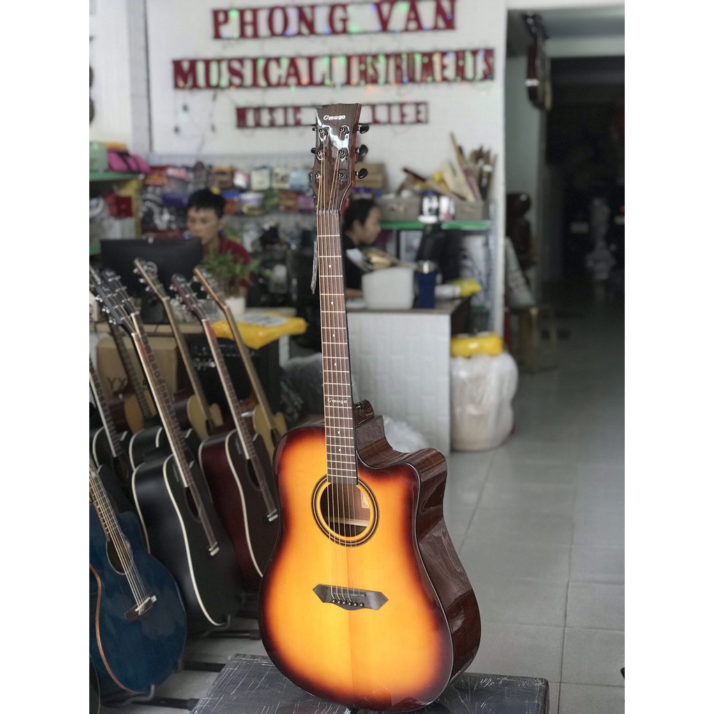[Tặng kèm phụ kiện] Đàn guitar acoustic Omugo gỗ mahogany màu hoàng hôn