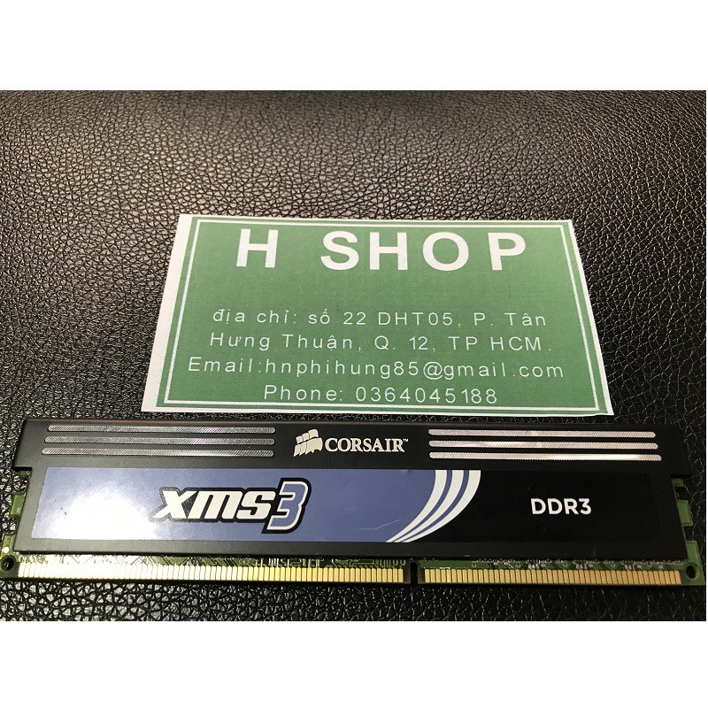 Ram 4Gb DDR3 bus 1333 - 10600U, Kit 4gb (2x2gb), ram tản nhiệt bộ hiệu CORSAIR XMS3, tháo máy chính hãng, bảo hành 3 năm