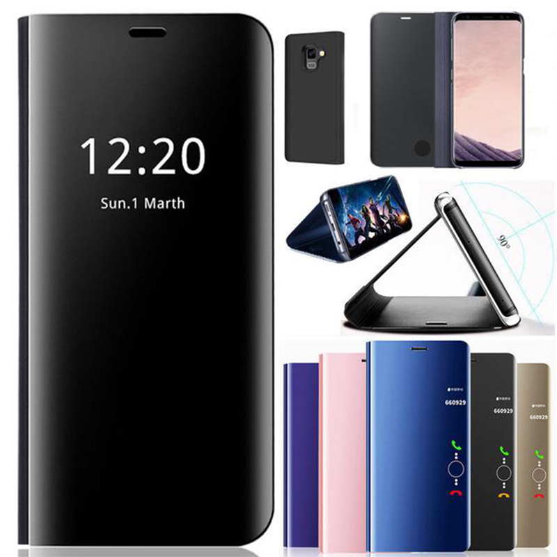 Ốp Lưng Nắp Gập Tráng Gương 360 Độ Cho Xiaomi Redmi Go 5a 8 8a S2 Note 8 8t Pro