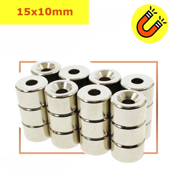 Nam châm tròn 15x10 lỗ 5mm loại nam châm đất hiếm
