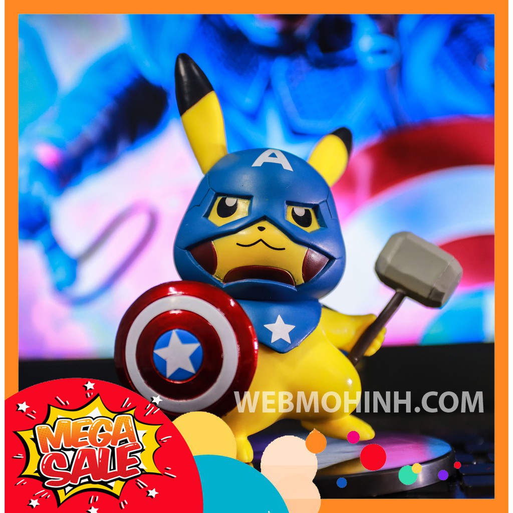 GIÁ HỦY DIỆT Mô Hình Đồ Chơi Pikachu Captain America Dễ Thương Trang Trí Bàn Học, Nơi Làm Việc, Xe Hơi