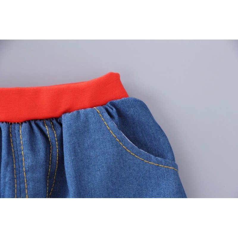 Set áo thun tay ngắn &amp; quần short jeans cho bé trai