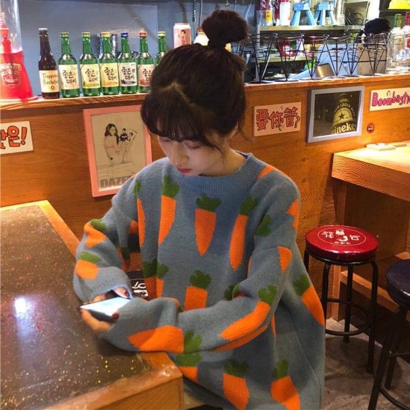 {Trả Order} Áo len hoạ tiết cà rốt