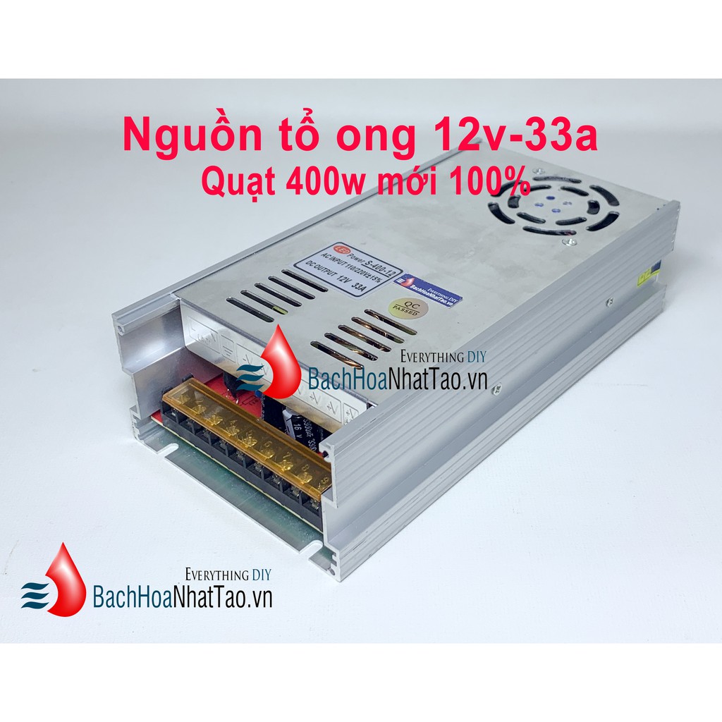 [Mã ELFLASH5 giảm 20K đơn 50K] Nguồn tổ ong 12V 33A 400W(quạt) mới 100%