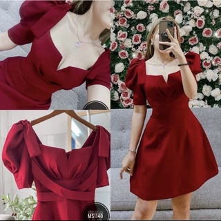 [Shop bigsize nữ 50kg-90kg] Đầm bigsize đầm dự tiệc dây chéo tay phồng sang chảnh - màu đỏ, đen - DDT
