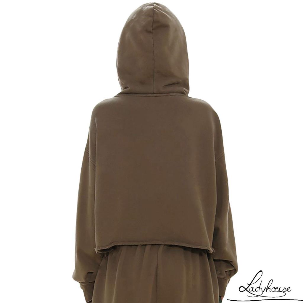 Ldd-áo Khoác Ngoài Có Nón Dây Rút Họa Tiết Ngôi Sao Ghép Nối Viền Kiểu Cách Đơn Giản Cho Nữ