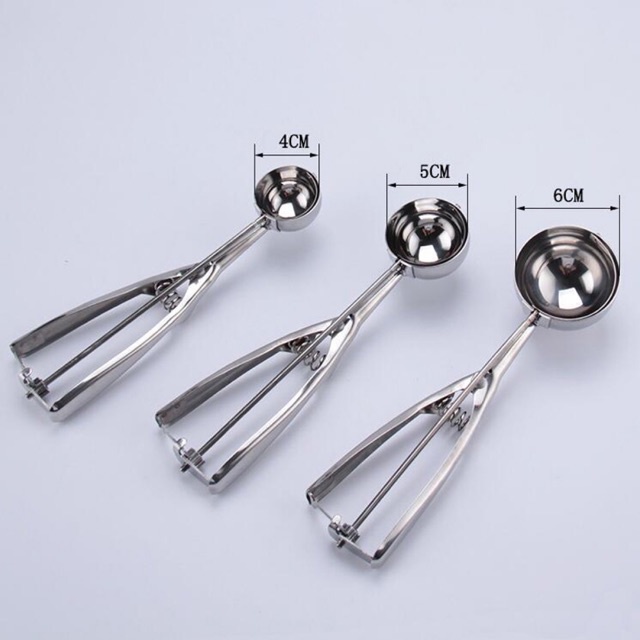 Muỗng inox múc kem tiện dụng 4cm, 5cm, 6cm kẹp múc kem