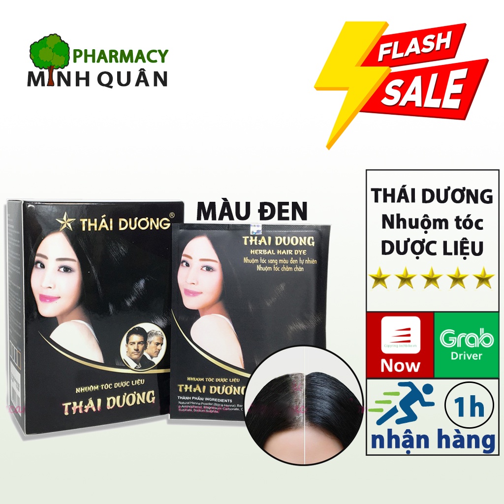 Nhuộm tóc dược liệu thái dương gội là đen hộp 5 gói MINH QUÂN