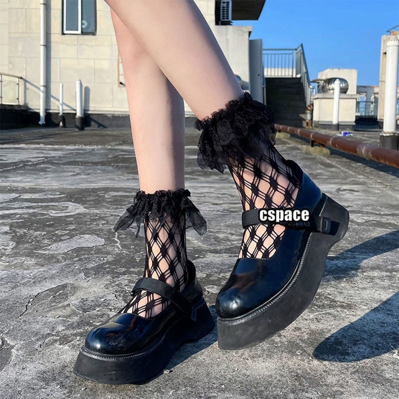 Vớ lưới ren xuyên thấu phong cách lolita gothic dành cho nữ