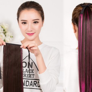 Tóc giả cột đuôi highlight hồng T04