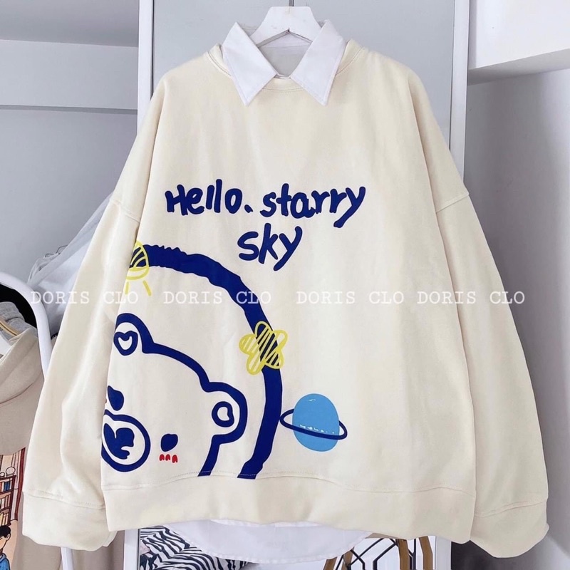 [SIÊU HÓT] 🔥 ÁO SWEATER Gấu Hello, Áo Nỉ Thụng Tay Phồng (ảnh thật + video)