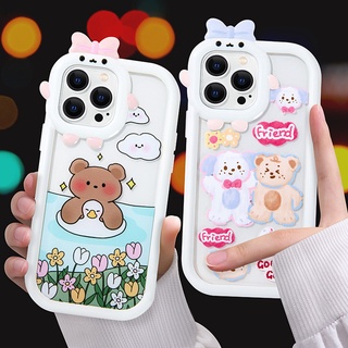 Ốp Điện Thoại Silicon Trong Suốt Hình Gấu Thỏ 3D Cho iPhone 13 12 11 Pro MAX X XR XS MAX 11pro 12Pro 13Pro