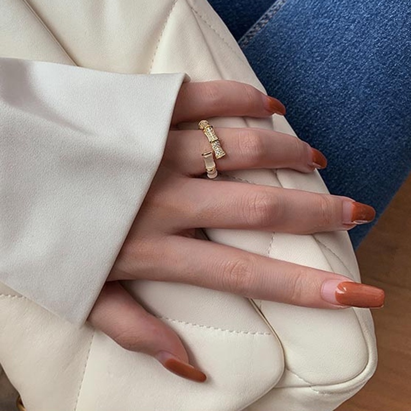 Nhẫn Hình Cây Tre Đính Đá Opal Thời Trang Sang Trọng