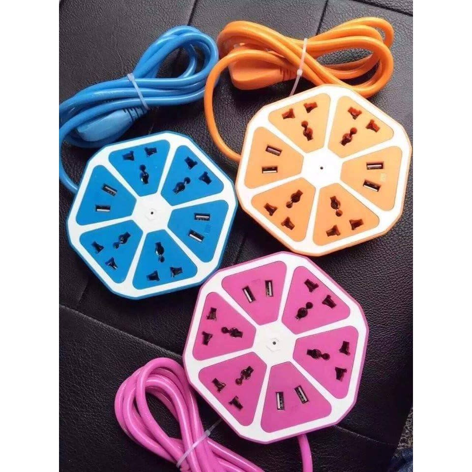 Ổ cắm điện đa năng lục giác có cổng USB ( màu ngẫu nhiên )