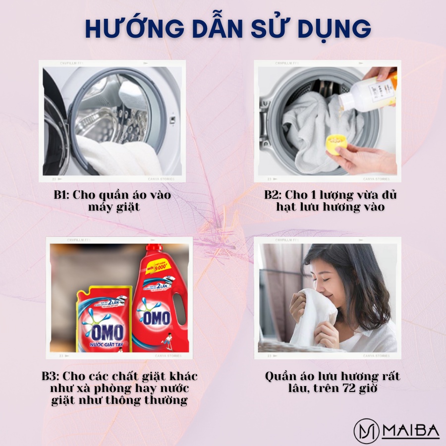 Hạt Thơm Xả Quần Áo Wiachnn Lưu Hương Thơm Lâu Tiện Dụng