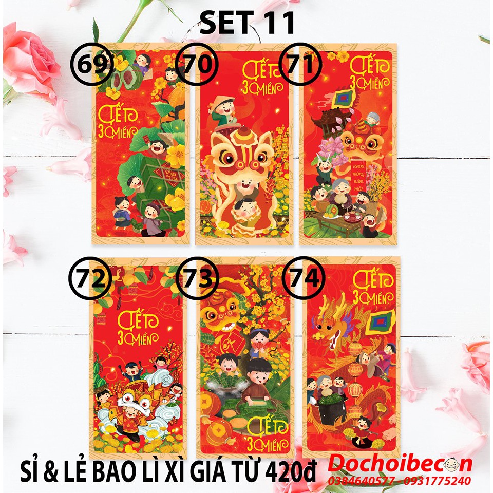 Sỉ 1000 Bao lì xì đẹp 2021 giá rẻ (Nhiều mẫu)