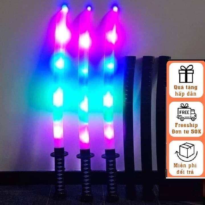 [Tặng 3 pin] Kiếm phát sáng xanh lá, xanh dương, đỏ, hỗn hợp, Đồ chơi trung thu có ánh sáng và nhạc